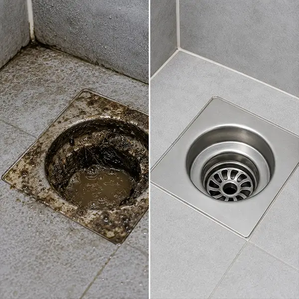 Professional plumber using a drain snake to clear a clogged pipe in Houston