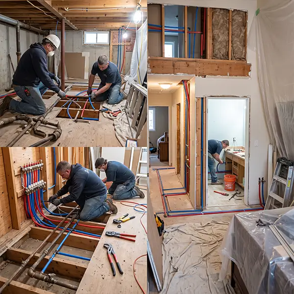 Houston technician performing professional whole house repiping