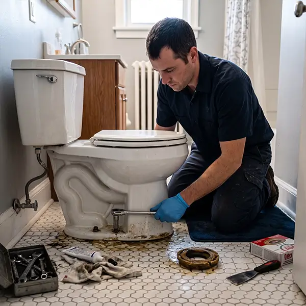 Houston technician performing professional toilet tank repair