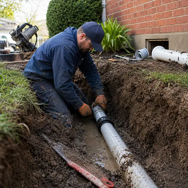 Professional plumber performing trenchless sewer repair and pipe relining in Houston