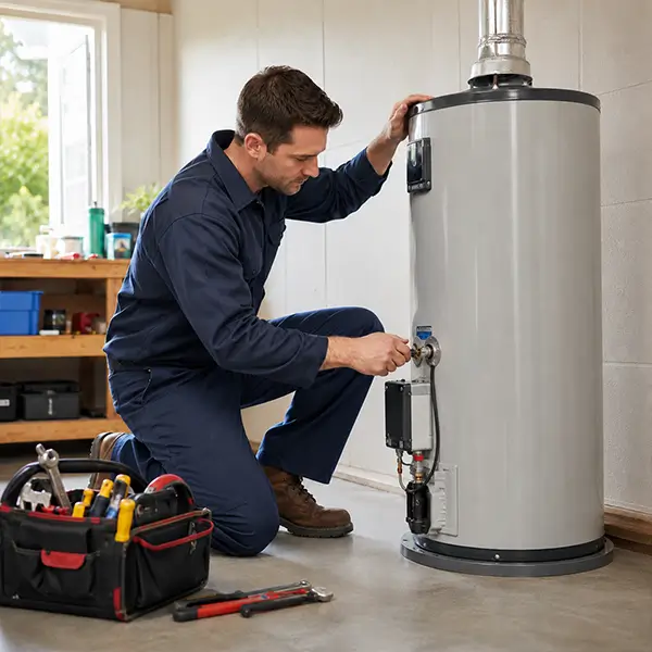 Houston plumber installing a residential water heater and plumbing fixtures